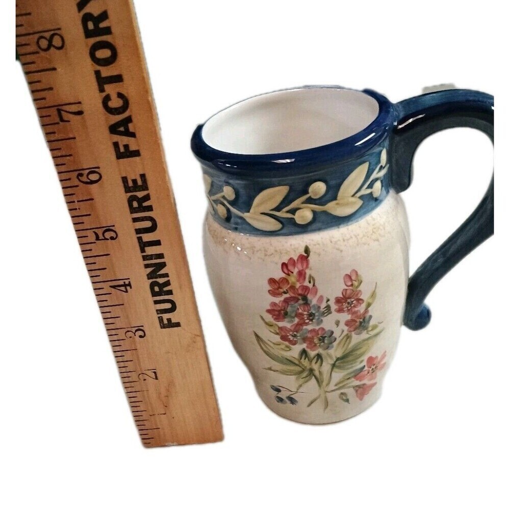 Certified International Flora Mug/Stein Pamela Gladding Floral Blue Trim 16oz - Picture 2 of 9
